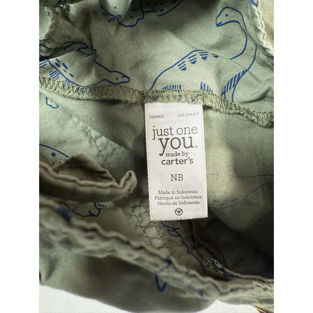 JUST ONE YOU Made‎ By Carters Newborn Dinosaur Print Short Overalls Size NB